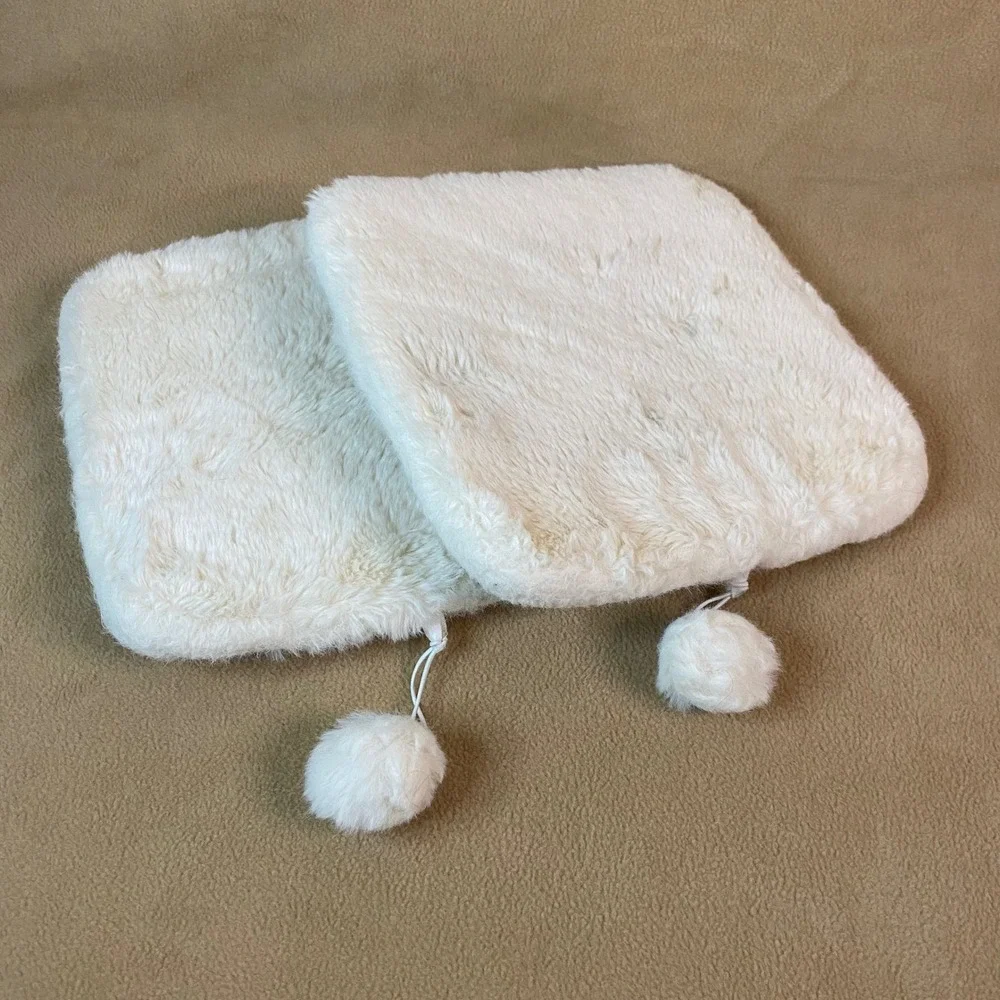 Square Faux Rabbit Fur Cat Dog Bed Cushion‎ Pad Carrier Crate 2 Pack 11.8